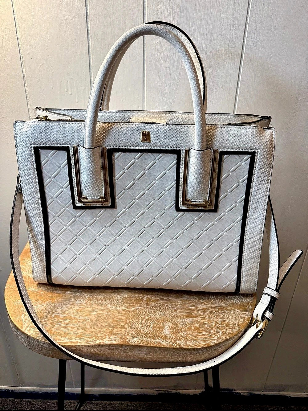 Antonio Melani White Structured Shoulder Bag